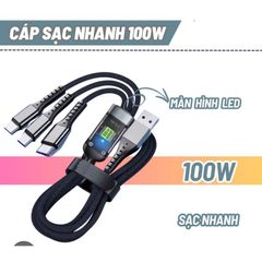 CÓ MÀN HÌNH Cáp Dữ Liệu 3 Trong 1, Bộ Sạc Micro USB Type C, Cáp sạc di động, Phụ kiện cáp dữ liệu di động