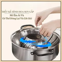 Vỉ Hấp Xửng Hấp Inox Chống Gỉ Tiện Lợi Đường Kính 23 Cm,Vỉ Rổ Hấp Bánh Bao Hấp Cá Hấp Khoai Inox Xếp Tròn Gấp Gọn
