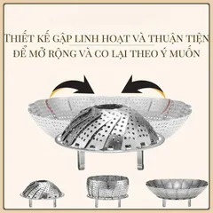 Vỉ Hấp Xửng Hấp Inox Chống Gỉ Tiện Lợi Đường Kính 23 Cm,Vỉ Rổ Hấp Bánh Bao Hấp Cá Hấp Khoai Inox Xếp Tròn Gấp Gọn