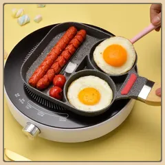 CHẢO VÂN ĐÁ 3 NGĂN TIỆN LỢI CHIÊN TRỨNG ỐP LA CHỐNG DÍNH CHẢO CHIÊN BÁNH HÌNH THÚ CAO CẤP