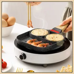 CHẢO VÂN ĐÁ 3 NGĂN TIỆN LỢI CHIÊN TRỨNG ỐP LA CHỐNG DÍNH CHẢO CHIÊN BÁNH HÌNH THÚ CAO CẤP