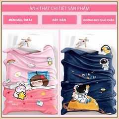 Chăn lông cho bé đi học, chăn tuyết văn phòng vải nhung chất tuyết nhung - Kích thước 1m x 1m4