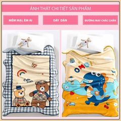 Chăn lông cho bé đi học, chăn tuyết văn phòng vải nhung chất tuyết nhung - Kích thước 1m x 1m4
