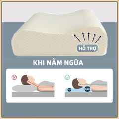 Gối Cao Su Non Chống Ngáy Chống Đau Mỏi Vai Gáy Mềm Mại Êm Ái - Cao Su TỰ NHIÊN-Gối cao su non chống ngáy