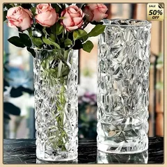Lọ Hoa Thuỷ Tinh Dáng Trụ  20cm, Màu Trắng