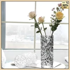 Lọ Hoa Thuỷ Tinh Dáng Trụ  20cm, Màu Trắng