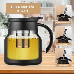 Ấm Trà, Bình Pha Trà Giữ Nhiệt Dung Tích 1000ML Chất Liệu INOX  Có Lưới Lọc Kết Hợp Tay Cầm Tròn Tiện Lợi