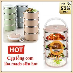 Cặp Lồng Cà Mênh 2 Tầng 4 tầng Lúa Mạch - Hộp Dựng Cơm Văn Phòng Có Nắp Khít