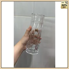 Lọ Hoa Thuỷ Tinh Dáng Trụ  20cm, Màu Trắng