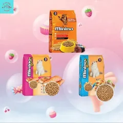 Thức Ăn Hạt Minino Cho Mèo Từ 3 Tháng Tuổi 3 Vị: Cá Hồi 350g - Hải Sản 350g - Cá Ngừ 480g