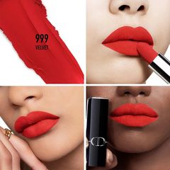 (Nhập khẩu) Set Son Dior Rouge Dior Velvet Finish 999 Đỏ Tươi +