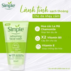 (Nhập khẩu) Sữa Rửa Mặt Simple Refreshing Facial Wash 150ml - Gel Rửa