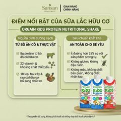 Sữa Khỉ hữu cơ Orgain Kids Protein Shake 244ml Vani/ Dâu/ Socola – 8g Protein, 22 Vitamin, 3g Chất Xơ