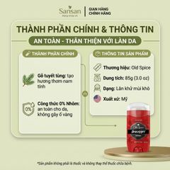 Lăn Khử Mùi Nam Old Spice Swagger 85g, Khử Mùi 24H, Không Nhôm, Hương Gỗ Nam Tính - Nội địa Mỹ