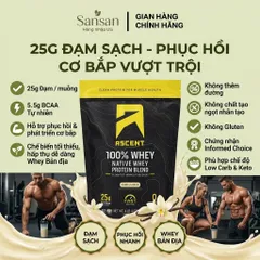 Hỗn hợp Protein Whey nguyên chất Ascent 100% Whey, Vanilla 1.9kg - Nội địa Mỹ