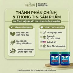 Dầu Thoa Ấm Ngực Vicks VapoRub 100ml (Set 2 Hũ) 100gx2 - Nội địa Mỹ