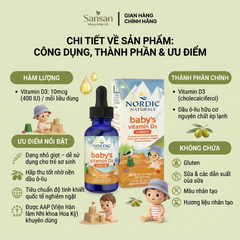 TPBVSK Vitamin D3 Nordic Naturals Baby's vitamin D3 dành cho bé sơ sinh 22,5ml - Nhập khẩu, xách tay