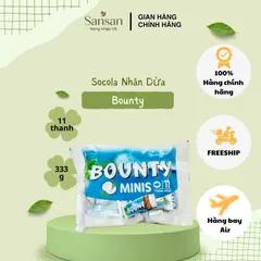 Kẹo Dừa Socola Bounty Miniatures - Hương Vị Thơm Ngon, Nguyên Liệu Mỹ, Trọng Lượng 227 Gram