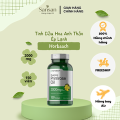 Tinh Dầu Hoa Anh Thảo Horbaach 2000mg - Viên Uống Cải Thiện Nội Tiết Tố Nữ, Giảm Đau Kinh Nguyệt Và Làm Đẹp Da 150 Viên Mỹ