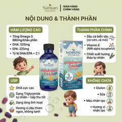 Viên uống Nordic Children's DHA Xtra 636mg - Bổ sung Omega-3 cho trẻ từ 3 tuổi, hỗ trợ trí não và phát triển tư duy, 90 viên Mỹ