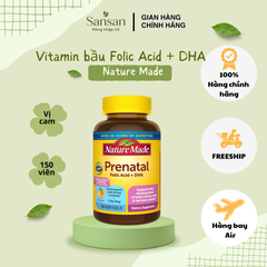 Vitamin Tổng Hợp Cho Bà Bầu Nature Made Prenatal Folic Acid + DHA 150 Viên - Bổ Sung Dưỡng Chất Hỗ Trợ Mẹ Và Bé Khỏe Mạnh