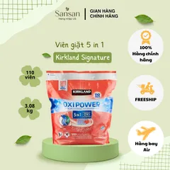 Viên Giặt Kirkland Signature Oxi Power 5 Trong 1, 110 Viên, 3.08kg - Chất Tẩy Vết Bẩn Cao Cấp, Bảo Vệ Màu Sắc, Làm Trắng Sáng