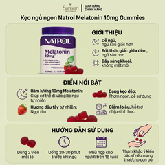 Kẹo Dẻo Hỗ Trợ Ngủ Ngon Natrol 10mg - 90 Viên, Vitamin Giúp Ngủ Nhanh Hơn, Dễ Nhai, Hương Dâu Tây Dành Cho Người Lớn