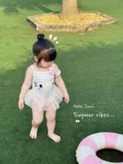 Bikini một mảnh hello kitty nơ phối voan bồng xinh xắn dễ thương đáng yêu cho bé gái mặc đi chơi đi biển đi bơi