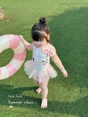 Bikini một mảnh hello kitty nơ phối voan bồng xinh xắn dễ thương đáng yêu cho bé gái mặc đi chơi đi biển đi bơi