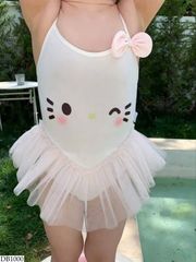 Bikini một mảnh hello kitty nơ phối voan bồng xinh xắn dễ thương đáng yêu cho bé gái mặc đi chơi đi biển đi bơi