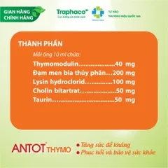 ANTOT Thymo Traphaco hỗ trợ Phục hồi sức khỏe và tăng sức đề kháng giúp ăn ngon hộp 2 Vỉx10 ống uống