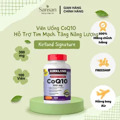 Viên uống hỗ trợ tim mạch CoQ10 Kirkland 300mg - Giảm đau thắt, ổn định huyết áp, 100 viên - Chất lượng Mỹ