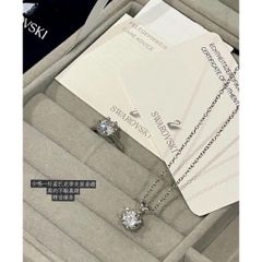 Set Bạc 3 món, Bạc 925 : DÂY CHUYỀN + HOA TAI + NHẪN (FULL BOX - Thương hiệu Swarovski Thiên nga )