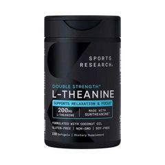 Viên L-Theanine 200mg Sports Research hữu cơ thuần chay bổ não giảm stress tăng tập trung 150 viên