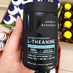 Viên L-Theanine 200mg Sports Research hữu cơ thuần chay bổ não giảm stress tăng tập trung 150 viên