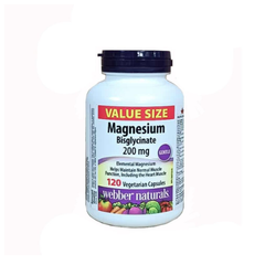 Viên Uống Bổ Sung Magie Webber Naturals Magnesium Bisglycinate 200mg - Hỗ Trợ Sức Khỏe Tốt , 120 Viên 