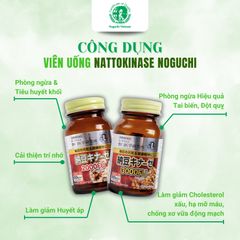 Viên Uống Hỗ Trợ Ngừa Tai Biến Đột Quỵ Natto Kinase Noguchi Nhật Bản 2000FU (Hộp 60 Viên) Date 1/2027