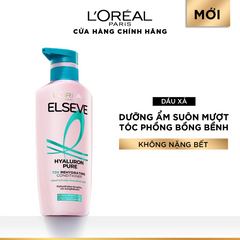 Bộ Gội Xả L’Oréal Paris Elseve Hyaluron 72H Pure/Moist 620ml 375ml - Tóc Mềm Mượt Nhẹ Bồng