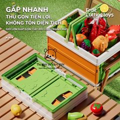 Bộ giỏ đồ chơi cắt trái cây cho bé 32 chi tiết kèm sticker phát triển kỹ năng phối hợp tay mắt