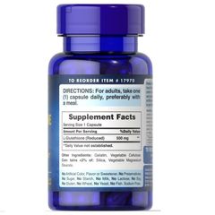 Viên uống Puritan's Pride Premium L-Glutathione 500mg - Hỗ trợ trắng da và tăng cường hệ miễn dịch - Sản phẩm chăm sóc sức khỏe tự nhiên từ Mỹ