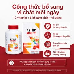 Vitamin tổng hợp cho người lớn Azinc Vitalité Arko Pharma 120 viên, bổ sung 12 vitamin 8 khoáng chất ,hỗ trợ hệ miễn dịch ,tăng đề kháng