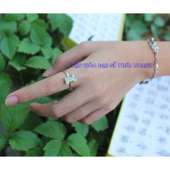Nhẫn Xi Bạc Đính Kèm Chữ Cái và Hột Xoàn