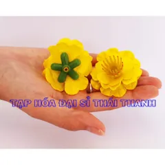 Hoa mai giả bằng vải và nhựa, loại dày trang trí Tết