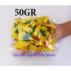 Hoa mai giả bằng vải và nhựa, loại dày trang trí Tết