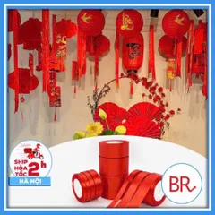 5 cuộn dây ruy băng đỏ (lụa satin) trang trí Tết