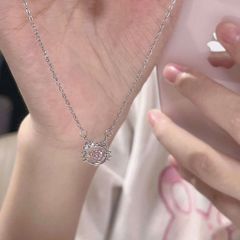 01 Dây chuyền mặt hình hello kitty hạt đá màu hồng