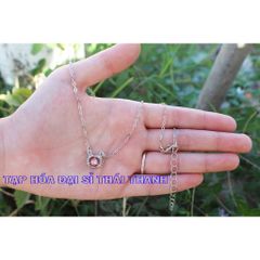 01 Dây chuyền mặt hình hello kitty hạt đá màu hồng