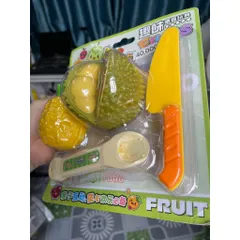 Đồ chơi nhựa đút pudding hình sầu riêng, có dao chẻ& muỗng đút