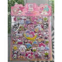 01 vỉ Sticker dán 3D đủ mẫu (có sẵn keo dán) siêu đáng yêu
