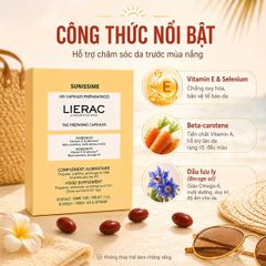 [sale date 1/2027] Viên uống đẹp da Lierac Sunissime The Preparing Capsules 30 viên. Hỗ trợ chống nắng, kéo dài hiệu ứng làn da rám nắng